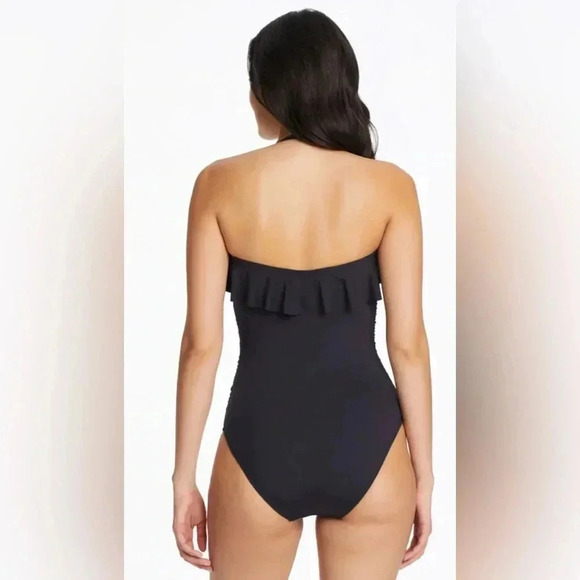 Bleu Rod Beattie Kore Ruffle Bandeau One Piece Swimsuit Size 12 - Picture 4 of 9